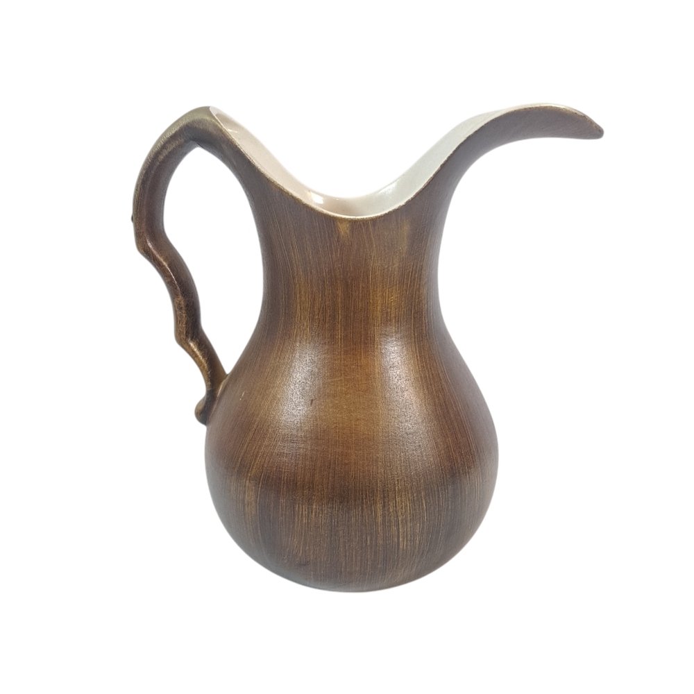 Vintage Haeger Pottery USA Gold/Brown Pitcher With Handle 9"